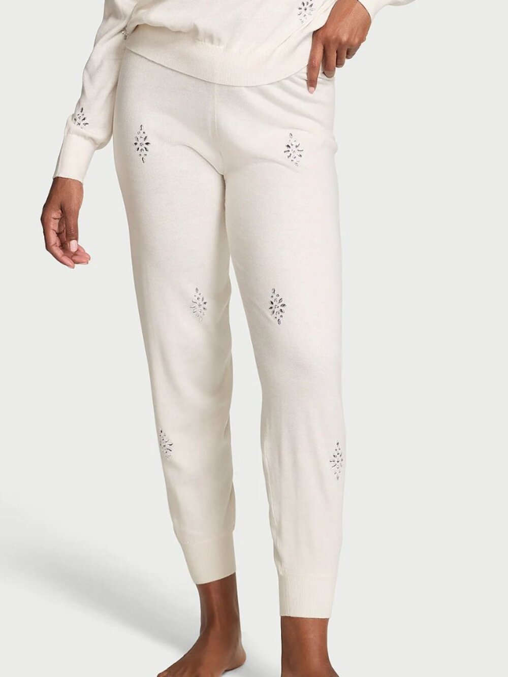 NEW VICTORIA'S SECRET luxe knit crystal sparkle jogger pj pants s